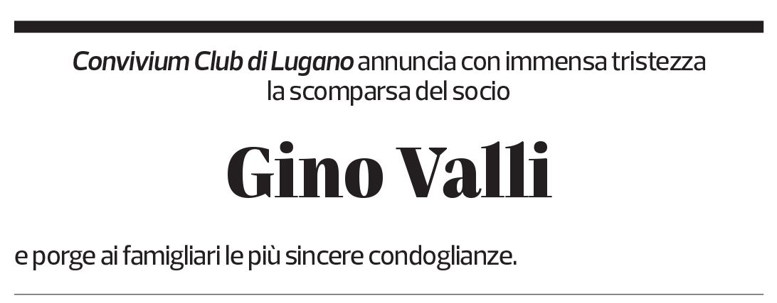 Annuncio funebre Gino Valli