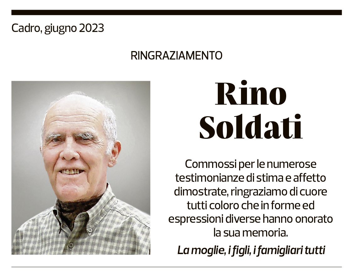 Annuncio funebre Rino Soldati