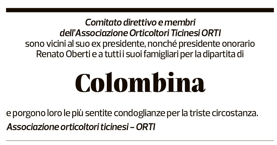 Annuncio funebre Colombina Moratti