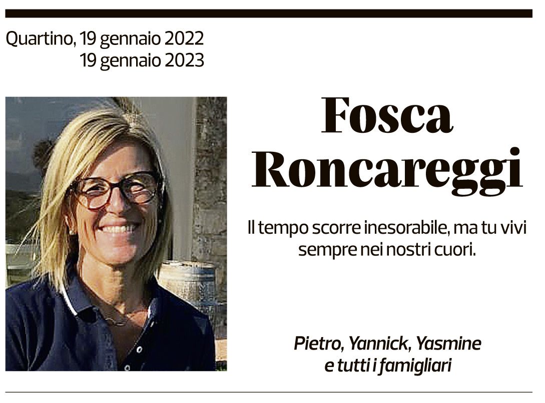 Annuncio funebre Fosca Roncareggi