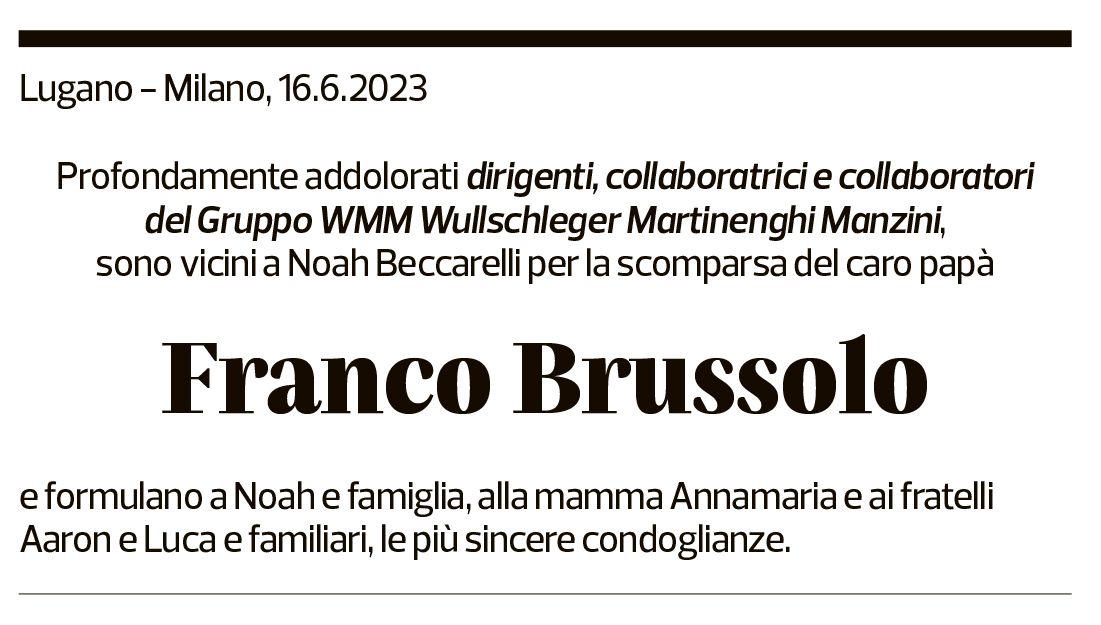 Annuncio funebre Franco Brussolo