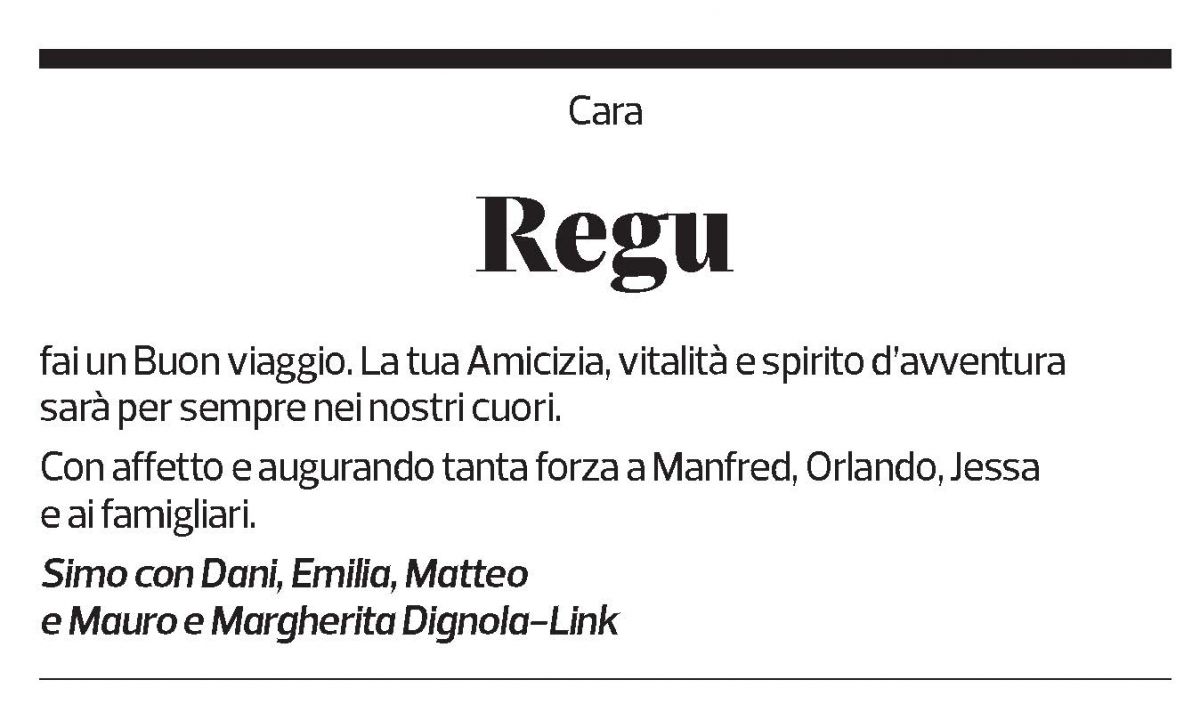 Annuncio funebre Regula 