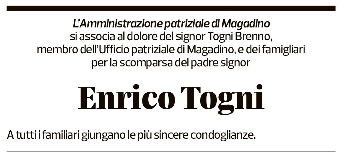 Annuncio funebre Enrico Togni