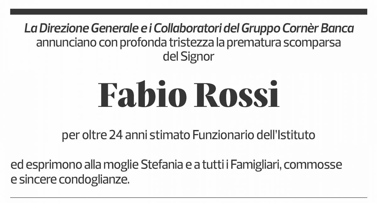 Annuncio funebre Fabio Rossi