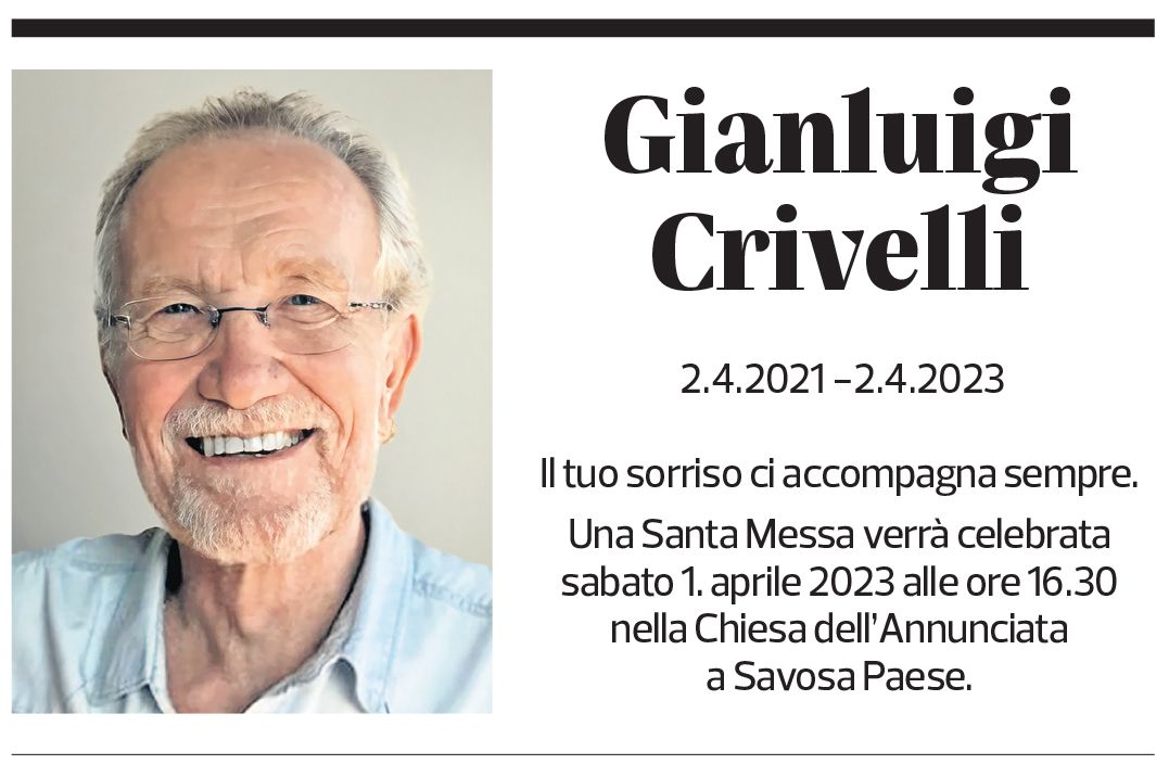 Annuncio funebre Gianluigi Crivelli