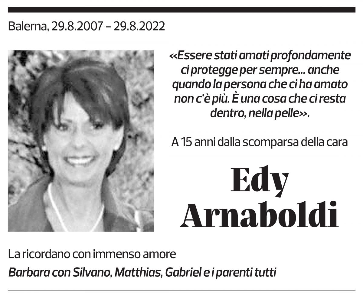 Annuncio funebre Edy Arnaboldi