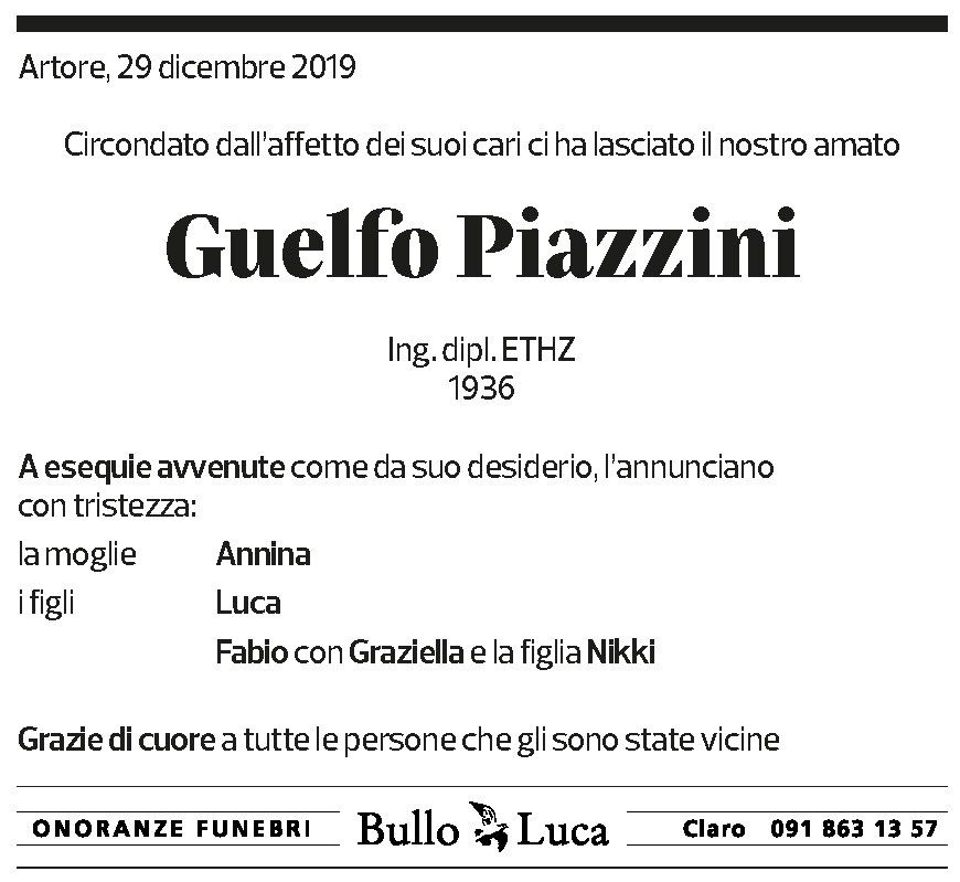 Annuncio funebre Guelfo Piazzini