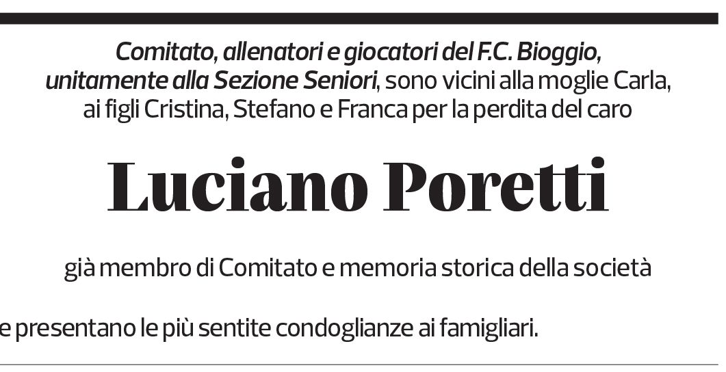 Annuncio funebre Luciano Poretti