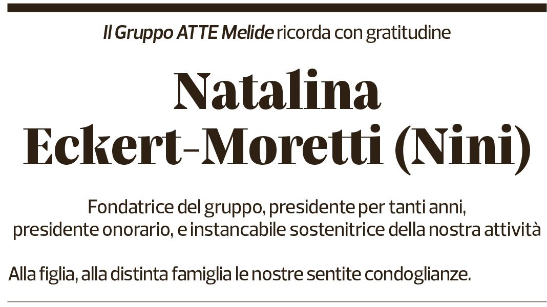 Annuncio funebre Natalina Eckert-moretti