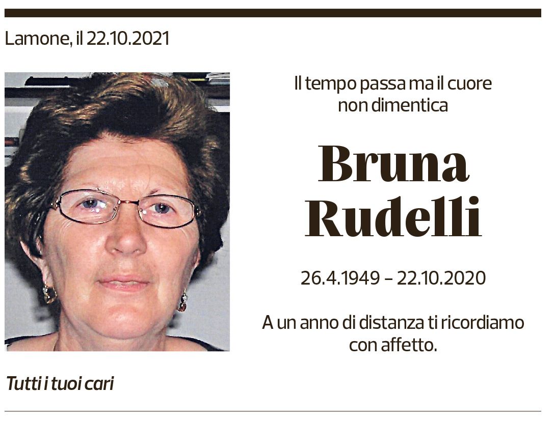 Annuncio funebre Bruna Rudelli