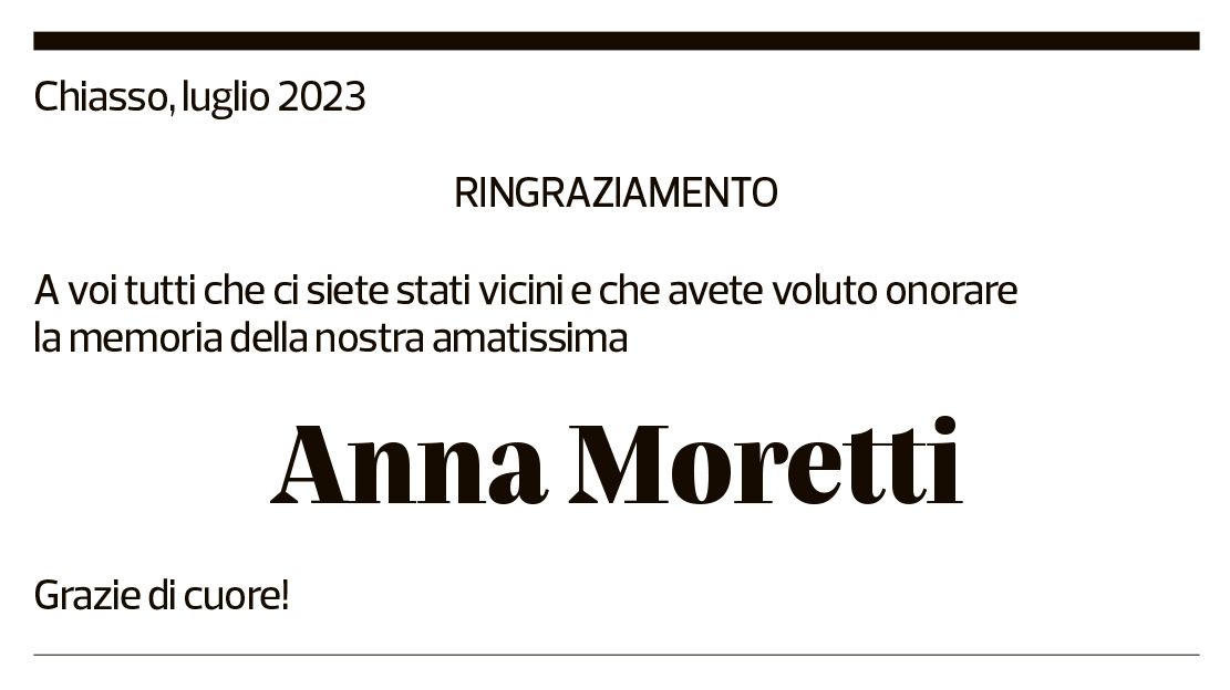 Annuncio funebre Anna Moretti