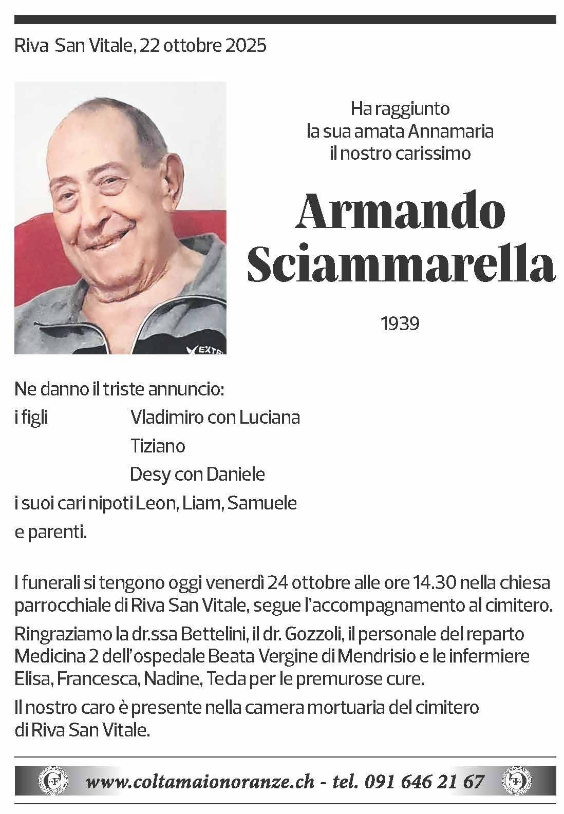 Annuncio funebre Armando Sciammarella