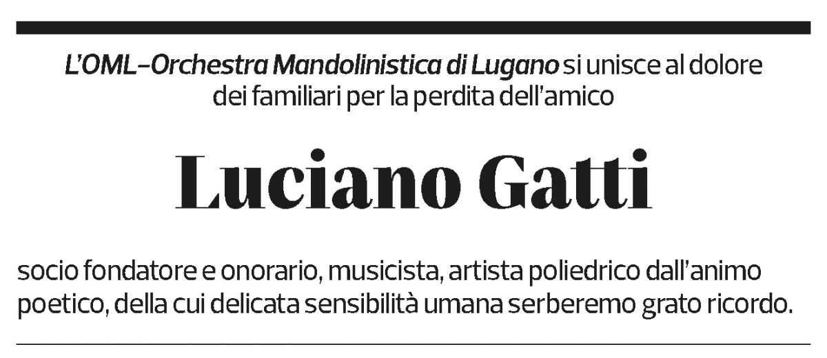 Annuncio funebre Luciano Gatti