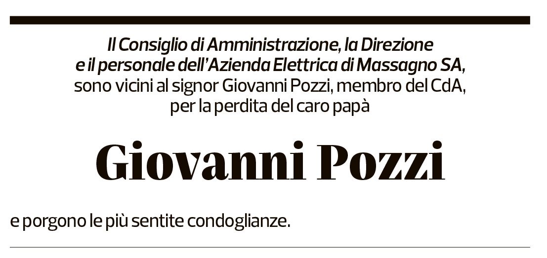 Annuncio funebre Giovanni Pozzi