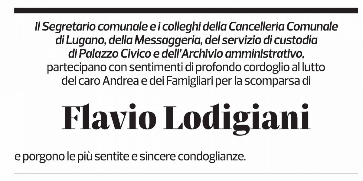 Annuncio funebre Flavio Lodigiani