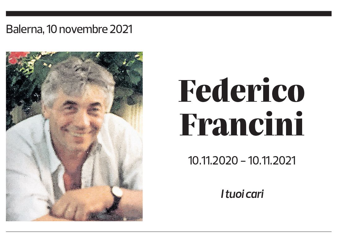 Annuncio funebre Federico Francini