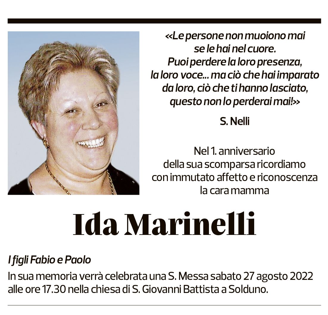 Annuncio funebre Ida Marinelli