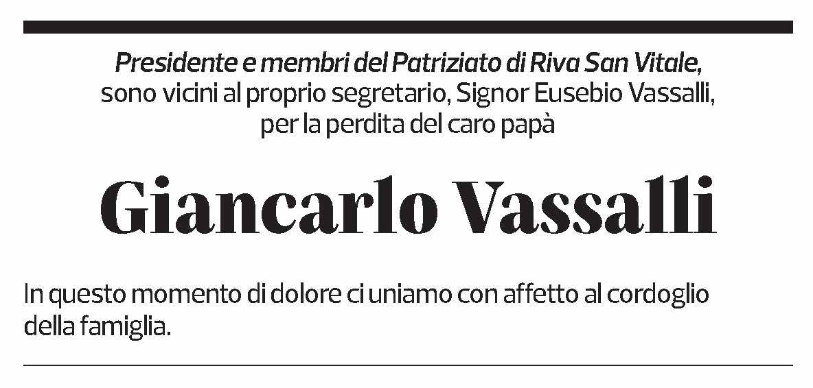 Annuncio funebre Giancarlo Vassalli