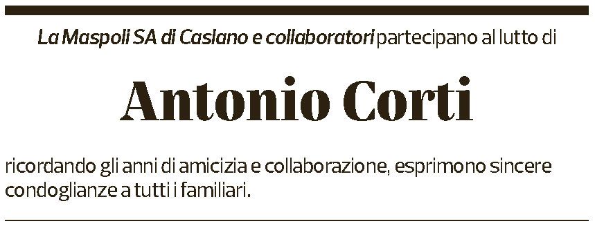 Annuncio funebre Antonio Corti
