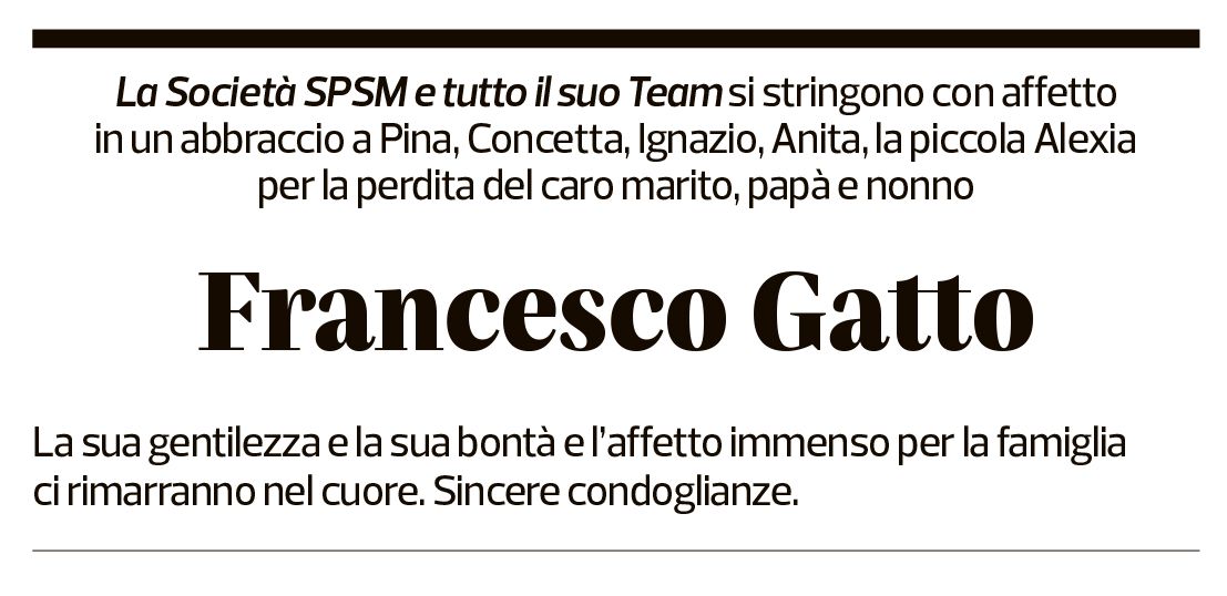 Annuncio funebre Francesco Gatto