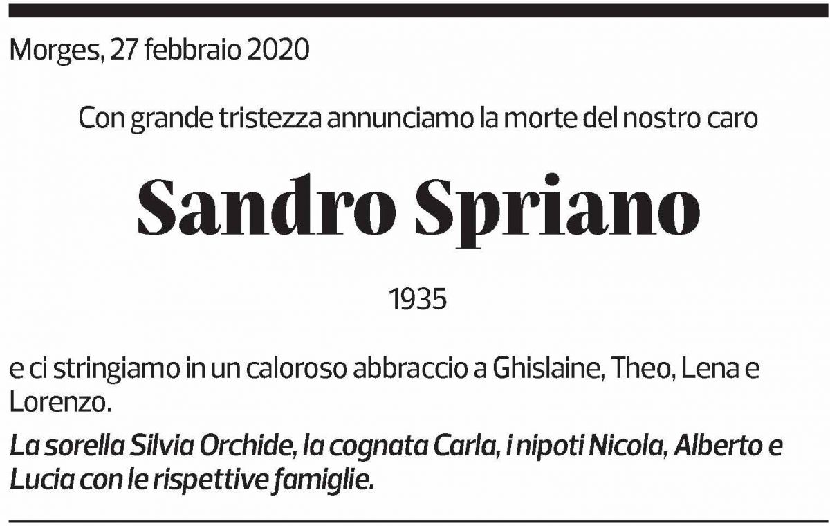 Annuncio funebre Sandro Spriano