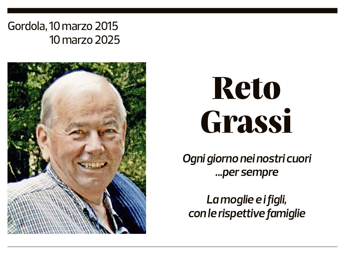 Annuncio funebre Reto Grassi