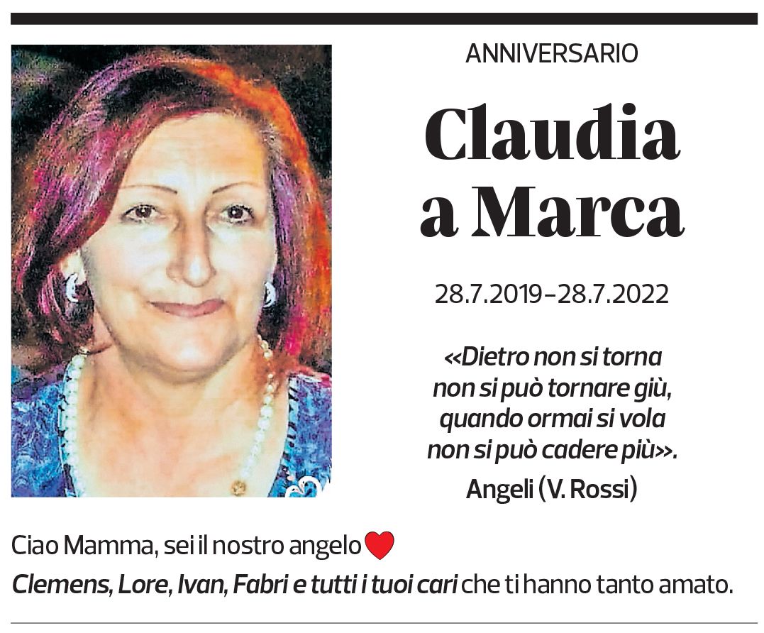 Annuncio funebre Claudia A Marca