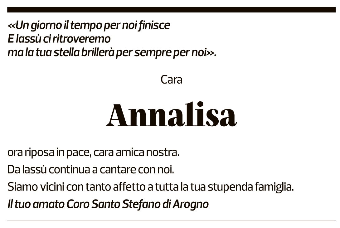 Annuncio funebre Annalisa Pesenti