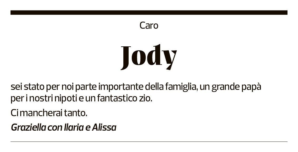 Annuncio funebre Jody Grandi