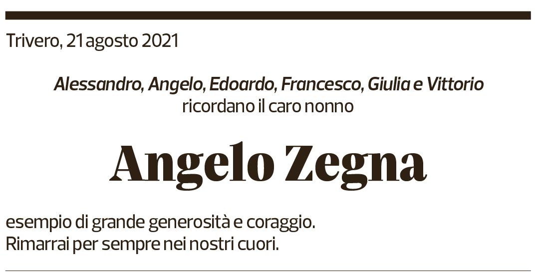 Annuncio funebre Angelo Zegna