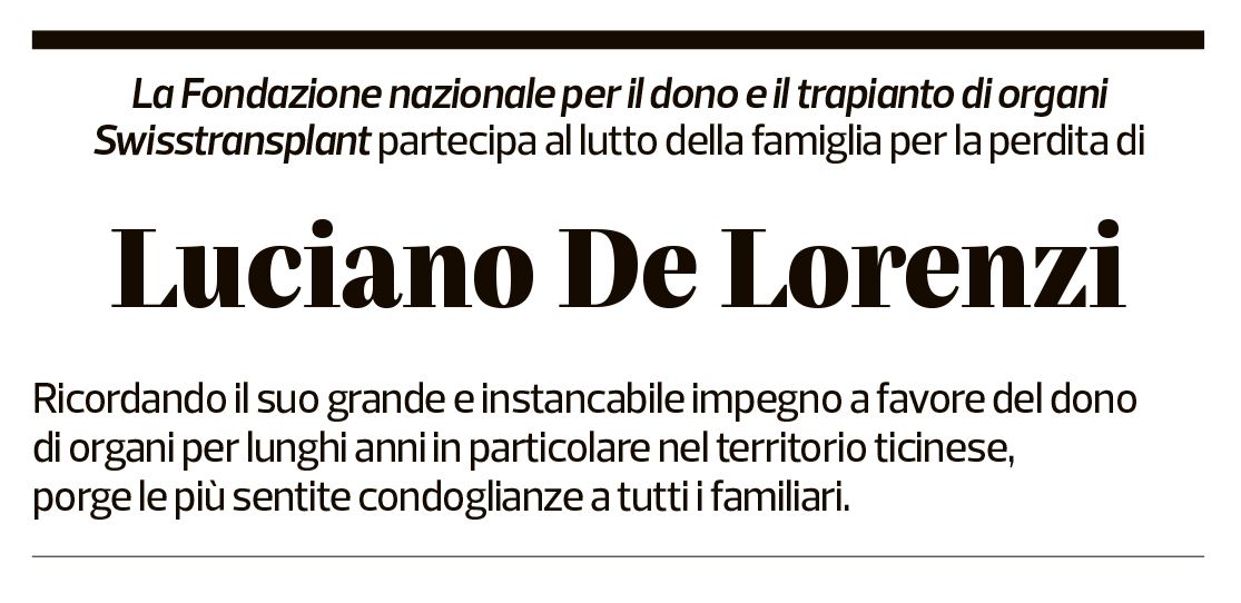 Annuncio funebre Luciano De Lorenzi