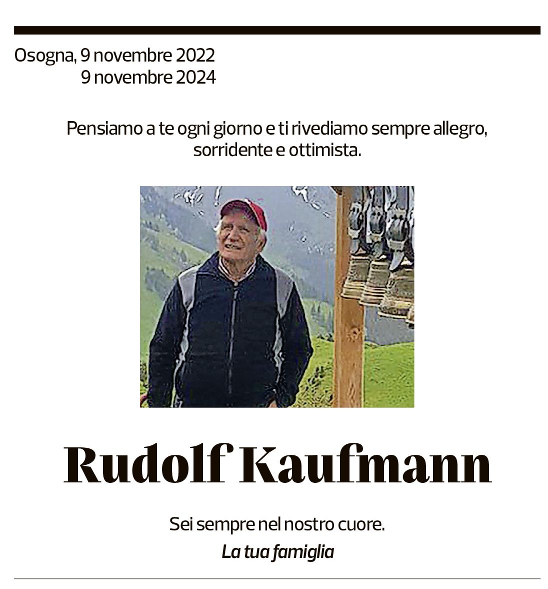 Annuncio funebre Rudolf Kaufmann