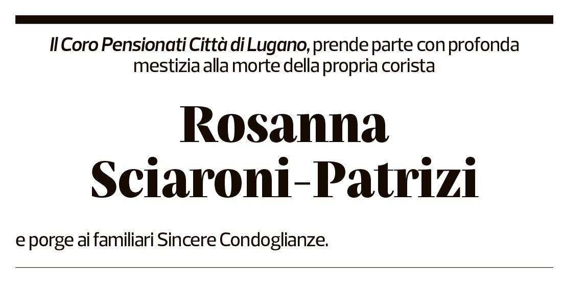 Annuncio funebre Rosanna Sciaroni-patrizi