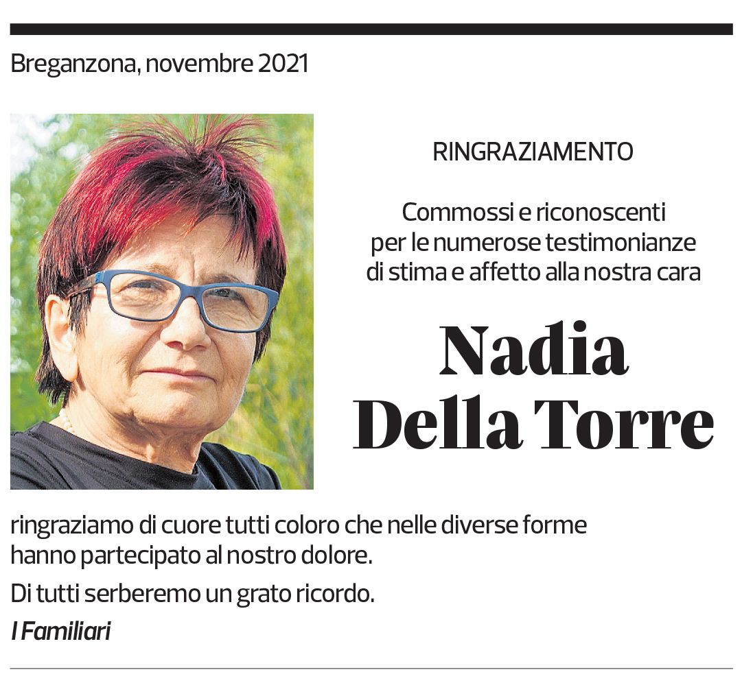 Annuncio funebre Nadia Della Torre