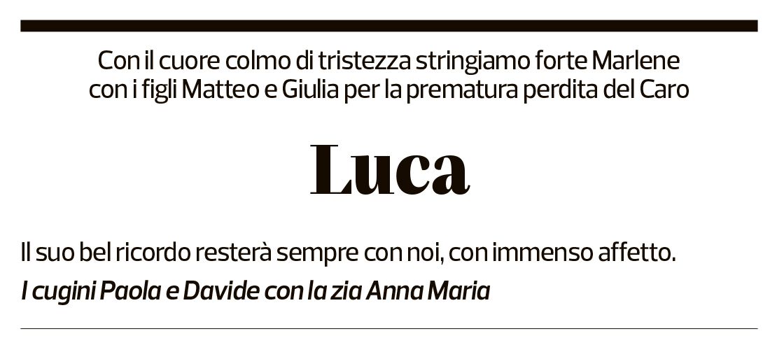 Annuncio funebre Luca Bernardoni