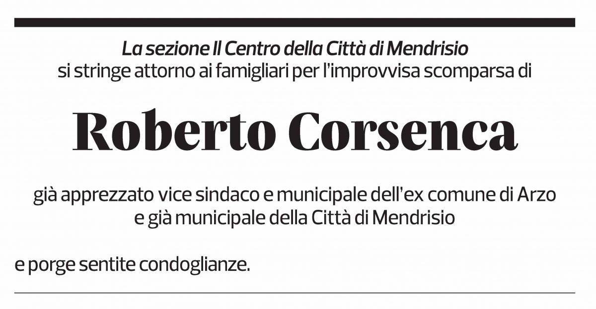 Annuncio funebre Roberto Corsenca