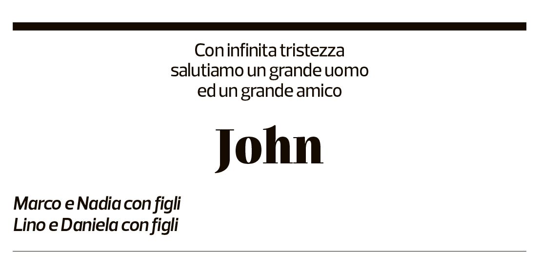 Annuncio funebre John Noseda