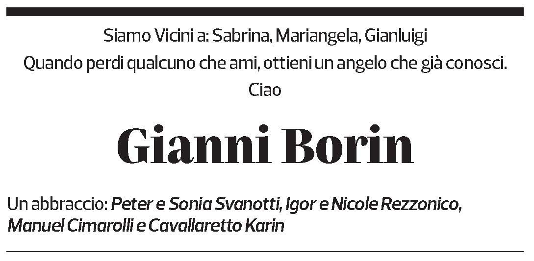 Annuncio funebre Giovanni Borin