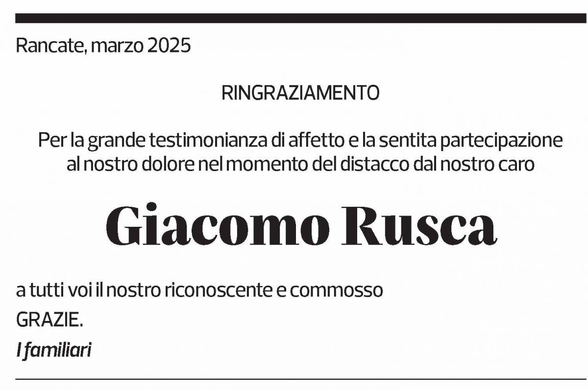 Annuncio funebre Giacomo Rusca