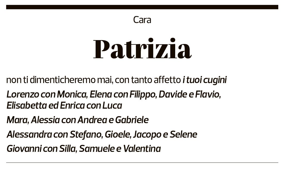 Annuncio funebre Patrizia Borsari