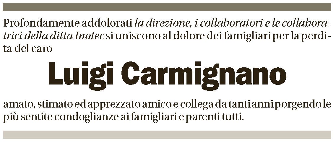 Annuncio funebre Luigi Carmignano