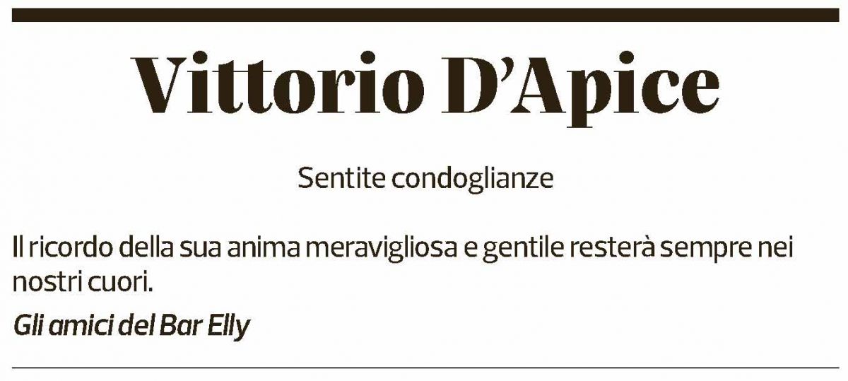 Annuncio funebre Vittorio D'apice