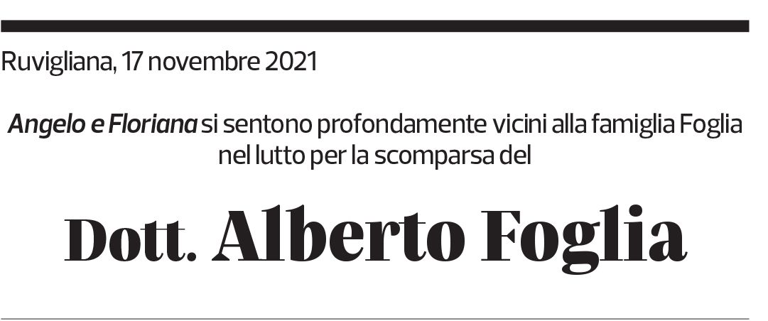 Annuncio funebre Alberto Foglia