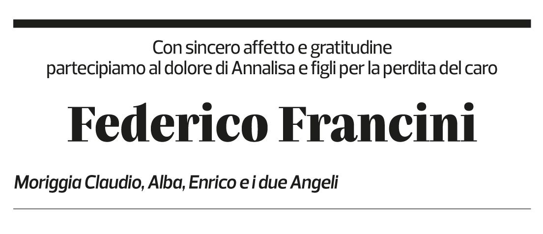 Annuncio funebre Federico Francini