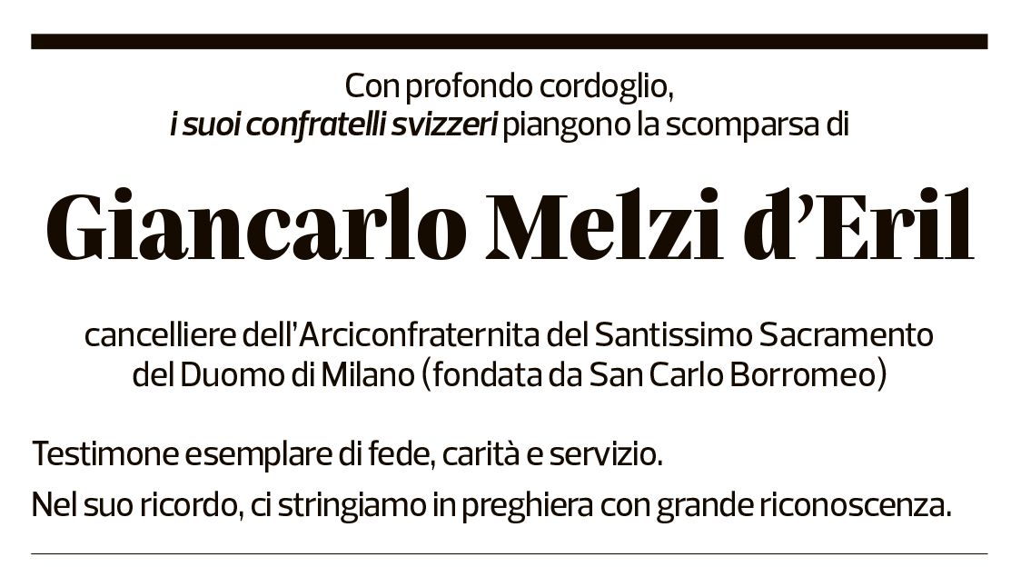 Annuncio funebre Giancarlo Melzi D'eril