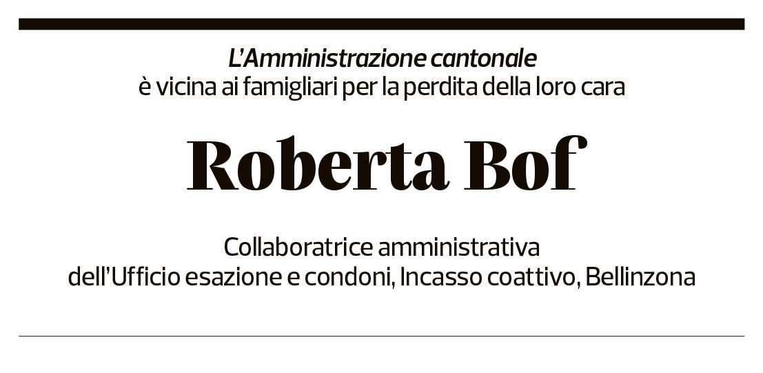 Annuncio funebre Roberta Bof