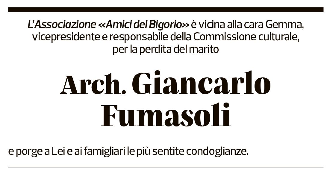 Annuncio funebre Giancarlo Fumasoli