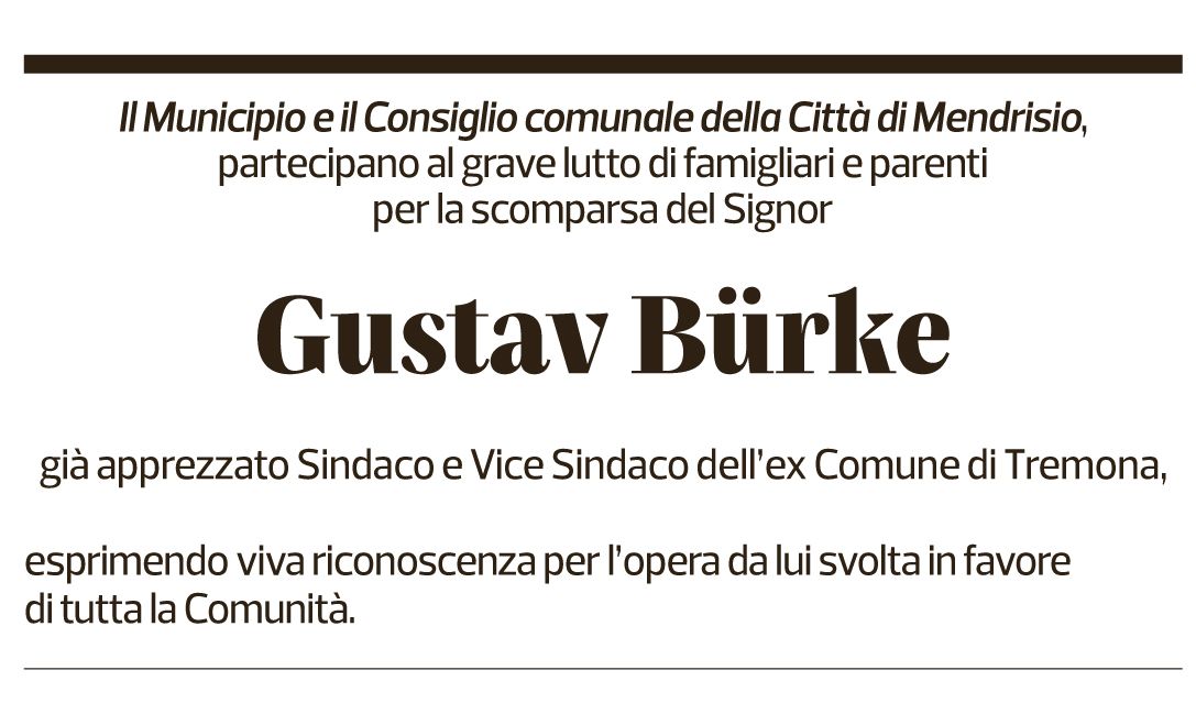 Annuncio funebre Gustav Bürke