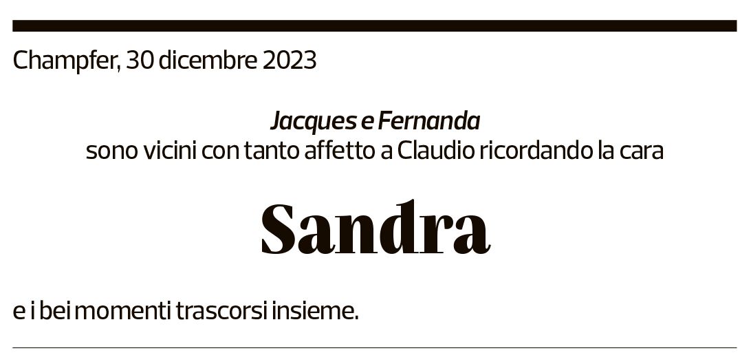 Annuncio funebre Sandra Giannelli