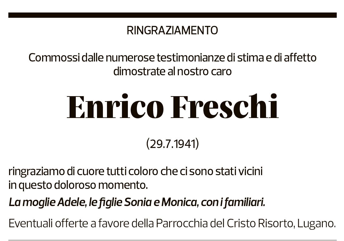 Annuncio funebre Enrico Freschi